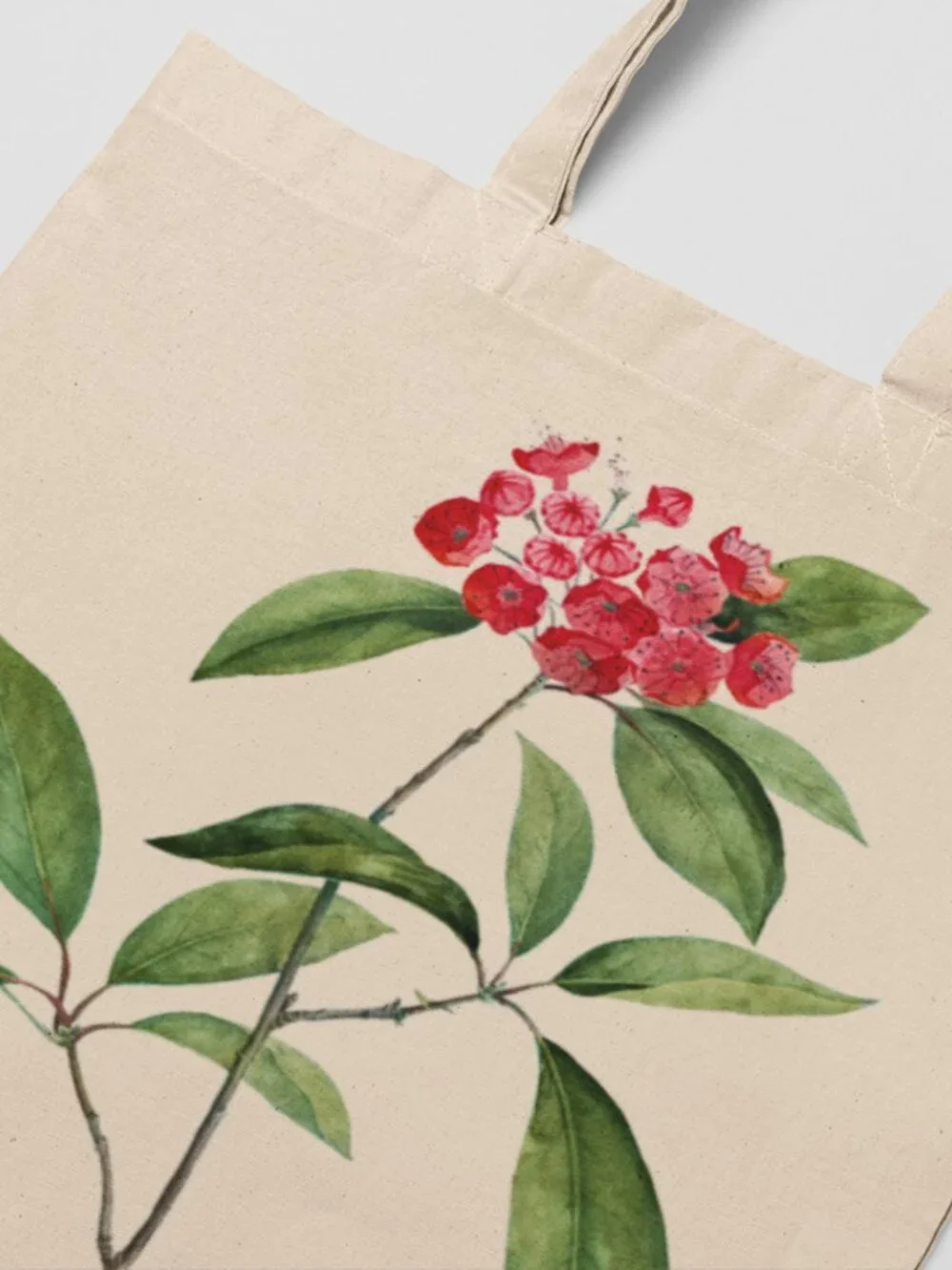 Mountain Laurel Vintage Floral Print Graphic Canvas Tote Bag